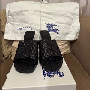 Burberry Black Quilted Slide Sandals
